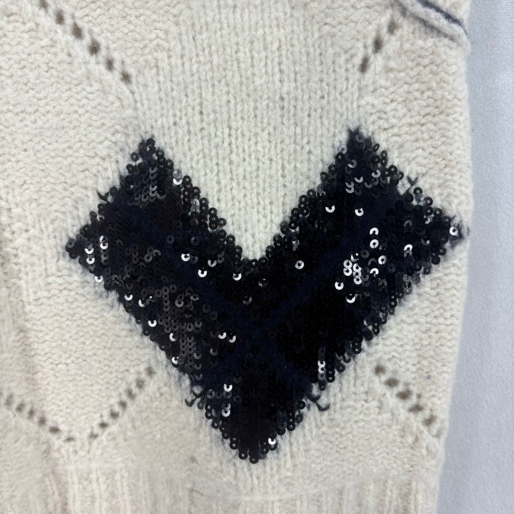Zadig & Voltaire Karry Sleeveless Sequin Knit Cardigan Sweater XS small cream - Picture 6 of 12